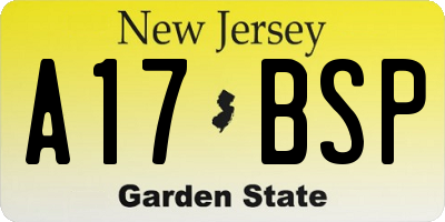 NJ license plate A17BSP