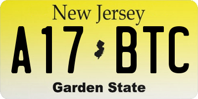 NJ license plate A17BTC