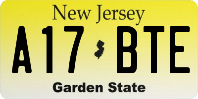NJ license plate A17BTE