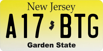 NJ license plate A17BTG