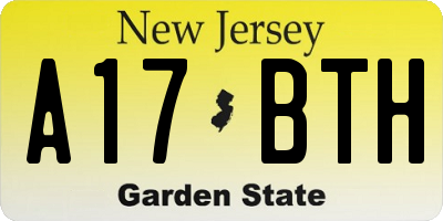 NJ license plate A17BTH