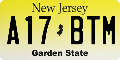 NJ license plate A17BTM