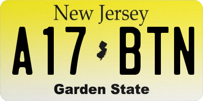 NJ license plate A17BTN
