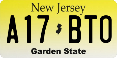NJ license plate A17BTO