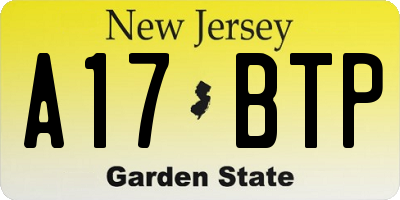 NJ license plate A17BTP