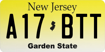 NJ license plate A17BTT