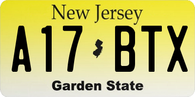 NJ license plate A17BTX