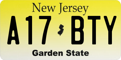 NJ license plate A17BTY