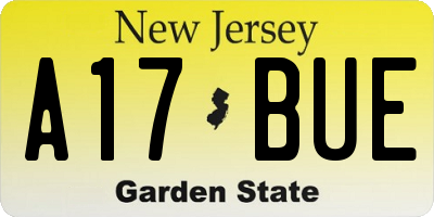 NJ license plate A17BUE