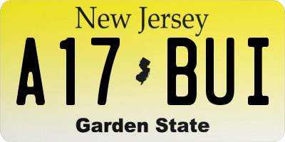 NJ license plate A17BUI