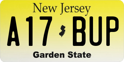 NJ license plate A17BUP