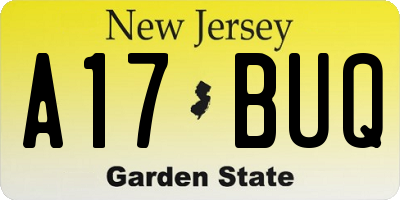 NJ license plate A17BUQ