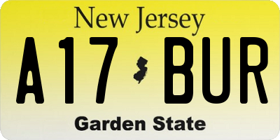 NJ license plate A17BUR
