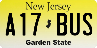 NJ license plate A17BUS