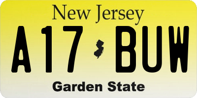 NJ license plate A17BUW
