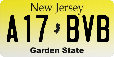NJ license plate A17BVB