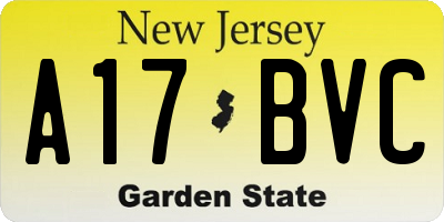 NJ license plate A17BVC