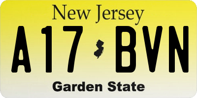 NJ license plate A17BVN