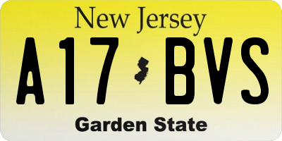 NJ license plate A17BVS