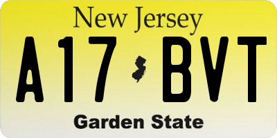 NJ license plate A17BVT