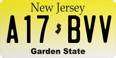 NJ license plate A17BVV