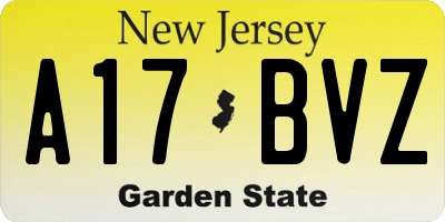 NJ license plate A17BVZ