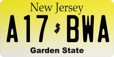 NJ license plate A17BWA