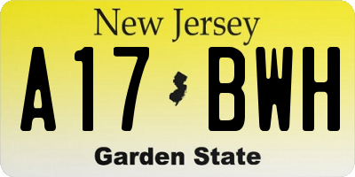 NJ license plate A17BWH