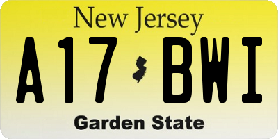 NJ license plate A17BWI