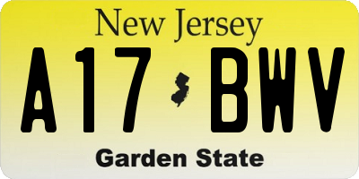 NJ license plate A17BWV