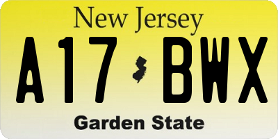 NJ license plate A17BWX