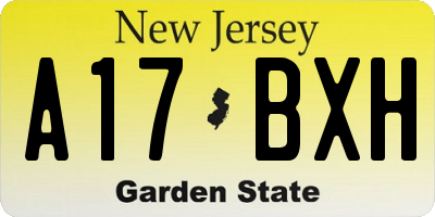 NJ license plate A17BXH