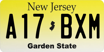 NJ license plate A17BXM