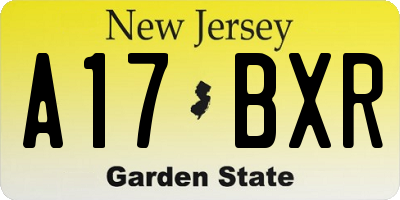 NJ license plate A17BXR