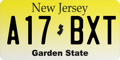 NJ license plate A17BXT