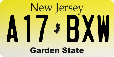NJ license plate A17BXW