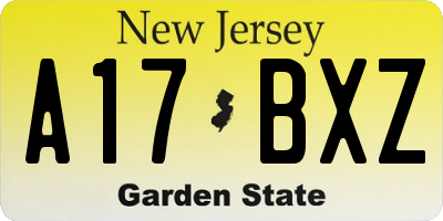 NJ license plate A17BXZ