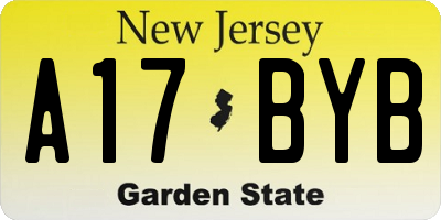 NJ license plate A17BYB