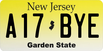 NJ license plate A17BYE