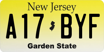 NJ license plate A17BYF