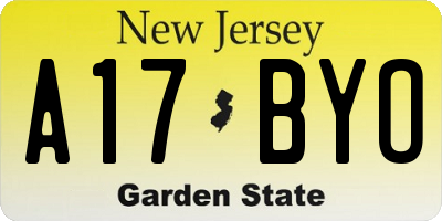 NJ license plate A17BYO