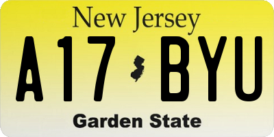 NJ license plate A17BYU