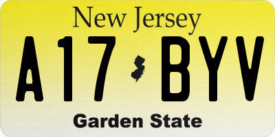 NJ license plate A17BYV