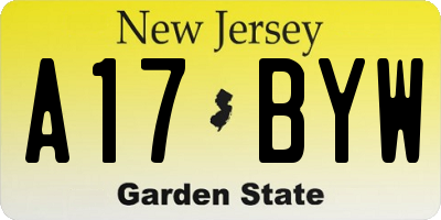 NJ license plate A17BYW