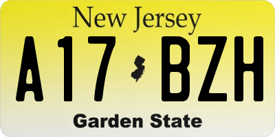NJ license plate A17BZH