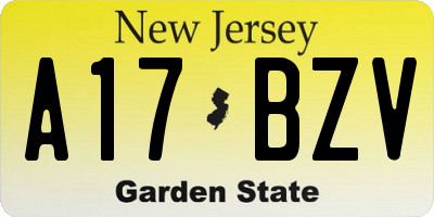 NJ license plate A17BZV