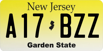 NJ license plate A17BZZ