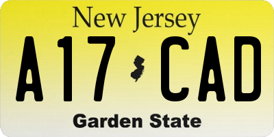 NJ license plate A17CAD