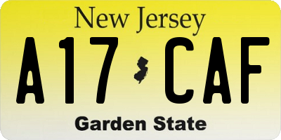 NJ license plate A17CAF