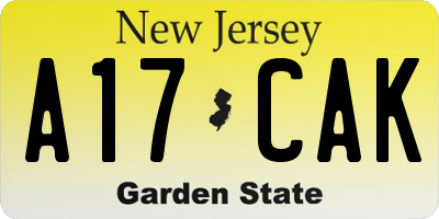 NJ license plate A17CAK